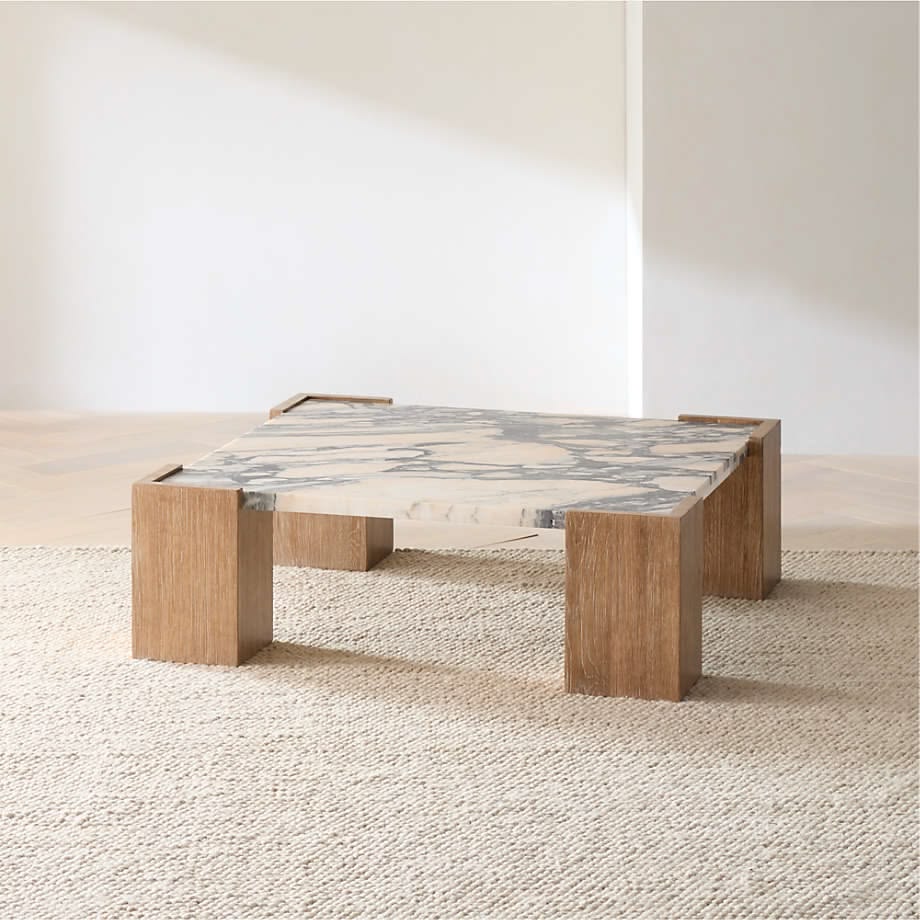 Table Basse Zaghouan — Marbre Naturel & Bois Clair