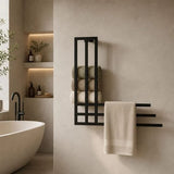 Modern metal bathroom towel rack mounted on wall