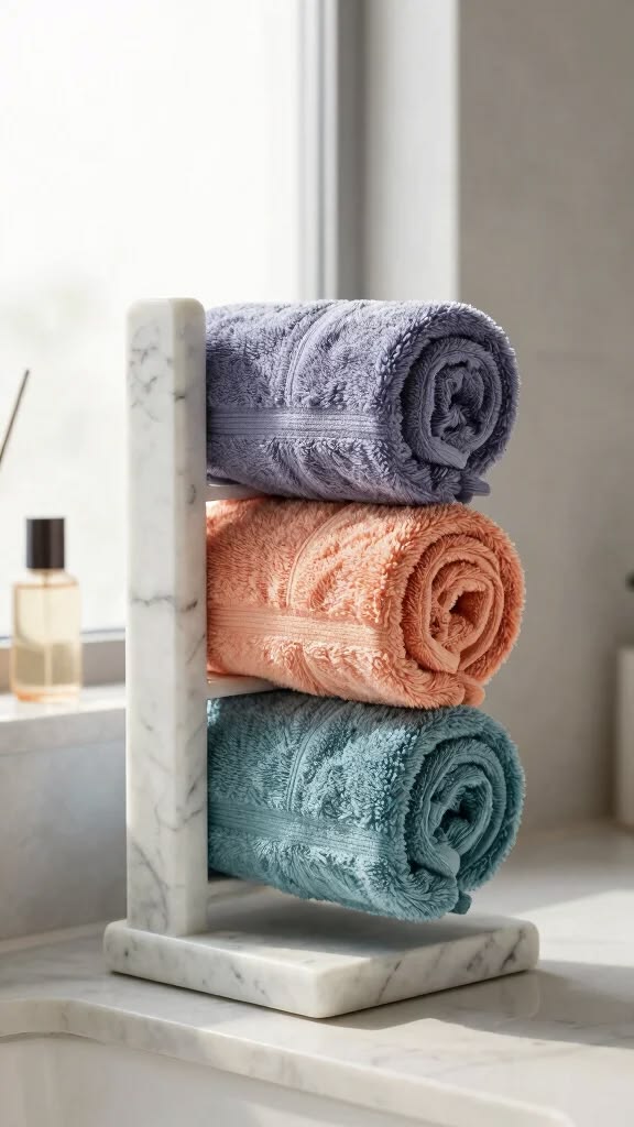 Porte-Serviettes Invités Hammam – Marbre Blanc