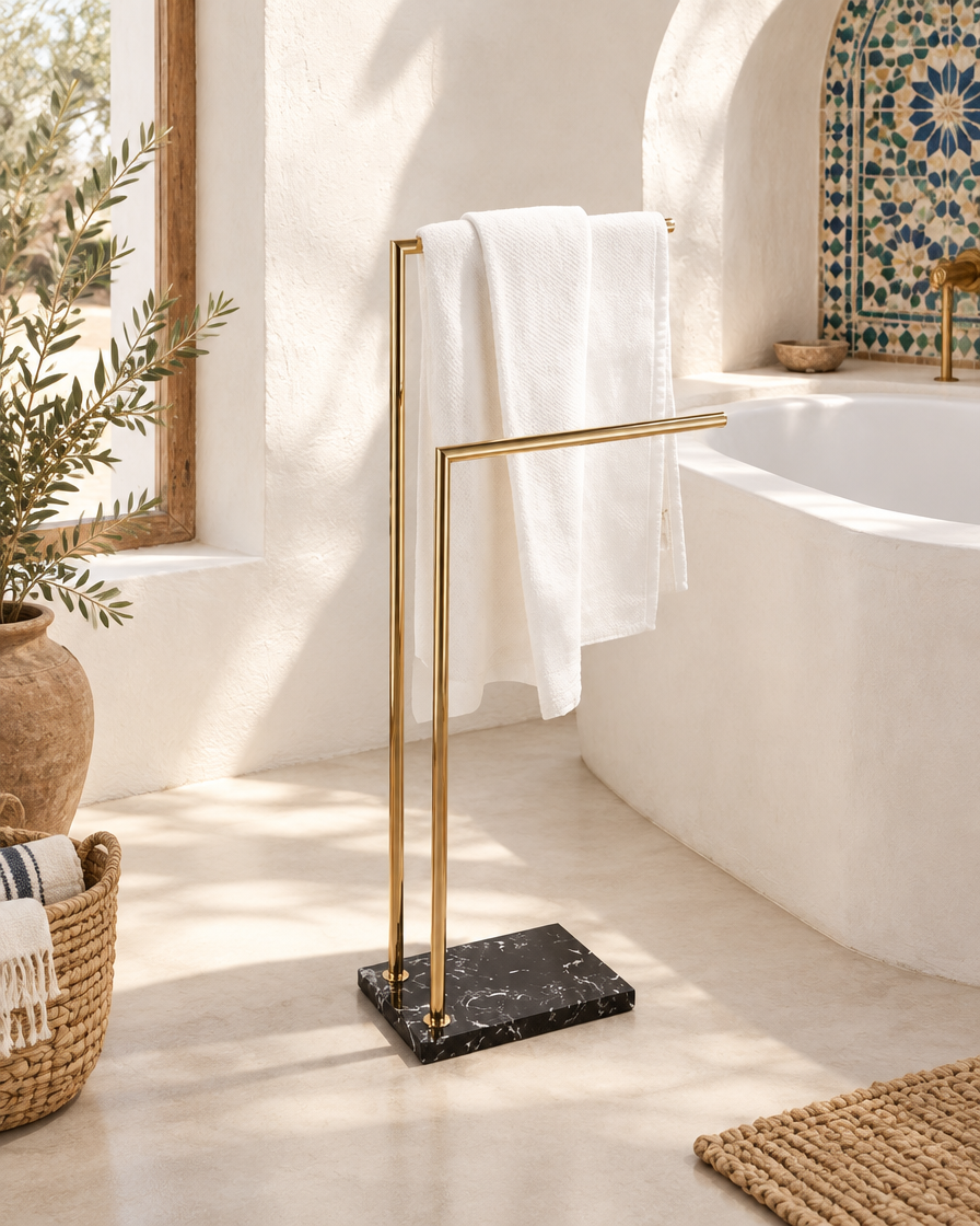 Porte-serviettes double barre — en situation dans un intérieur tunisien