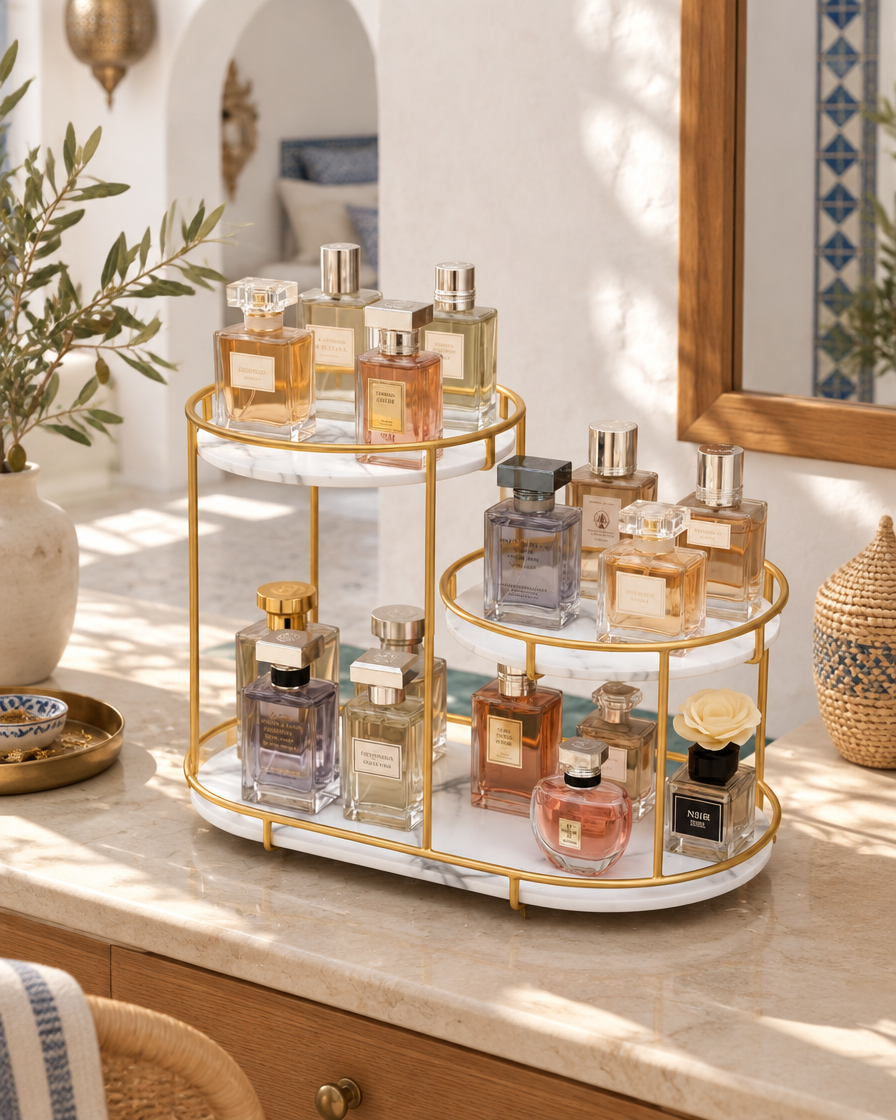 Élévia organisateur à parfums — en situation dans un intérieur tunisien