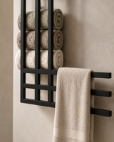 Porte-serviettes métal design — détail de la finition noir mat