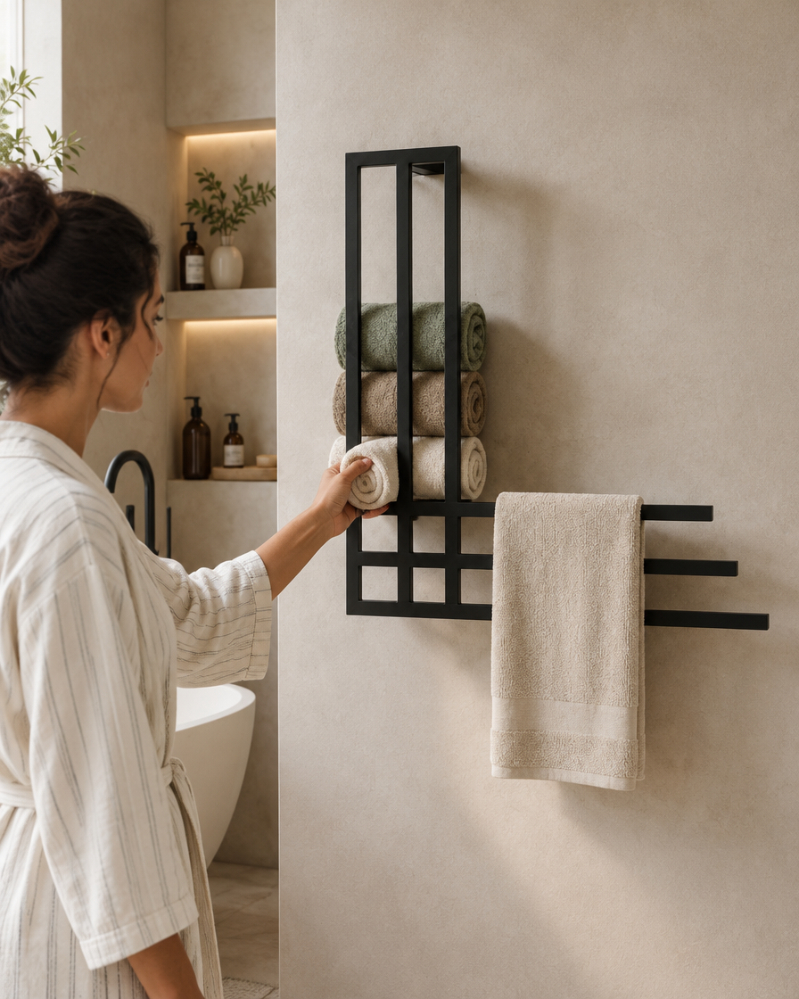 Porte-serviettes métal design — taille réelle